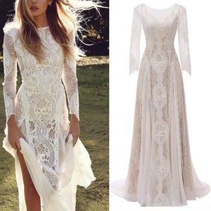 Bohemian lace dress bridal boho Gypsy wedding